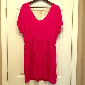 Pink dress with pockets & crochet back